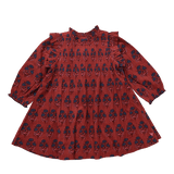 Girls Jaipur Dress - Red Autumn Strawflower | Pink Chicken