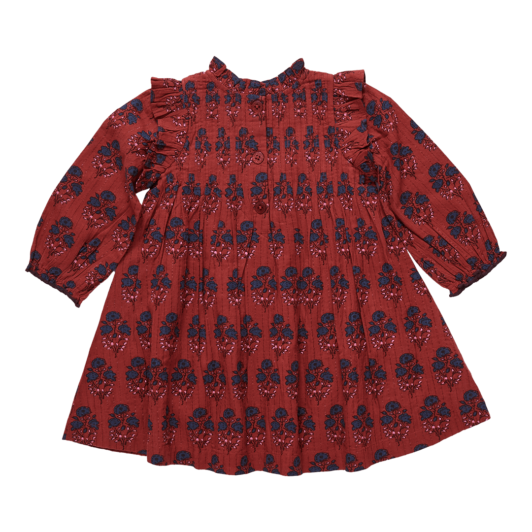 Girls Jaipur Dress - Red Autumn Strawflower | Pink Chicken
