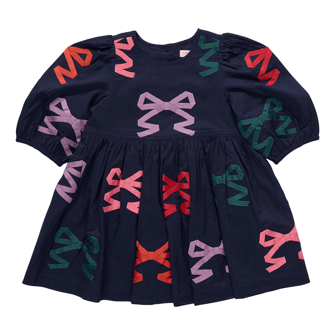 Girls Brooke Dress - Multi Bow Applique | Pink Chicken