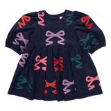 Girls Brooke Dress - Multi Bow Applique | Pink Chicken