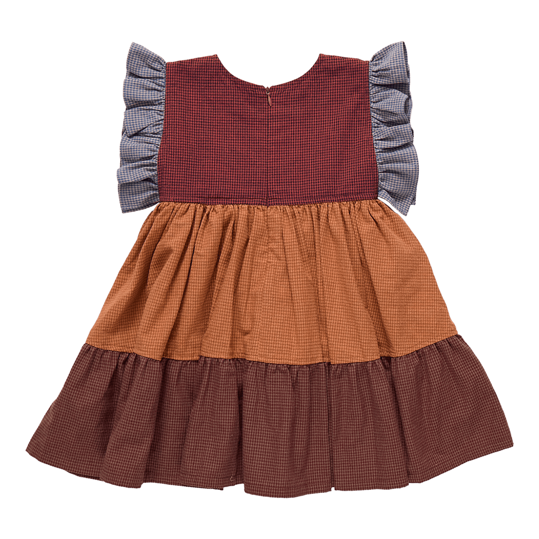 Girls Kit Dress - Mixed Checks | Pink Chicken