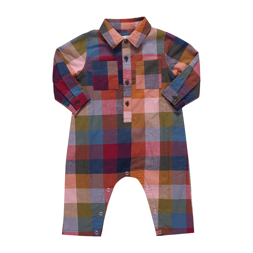 Baby Boys Easton Jumper - Harvest Check | Pink Chicken