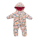 Baby Girls Ruffle Snowsuit - Watercolor Floral | Pink Chicken