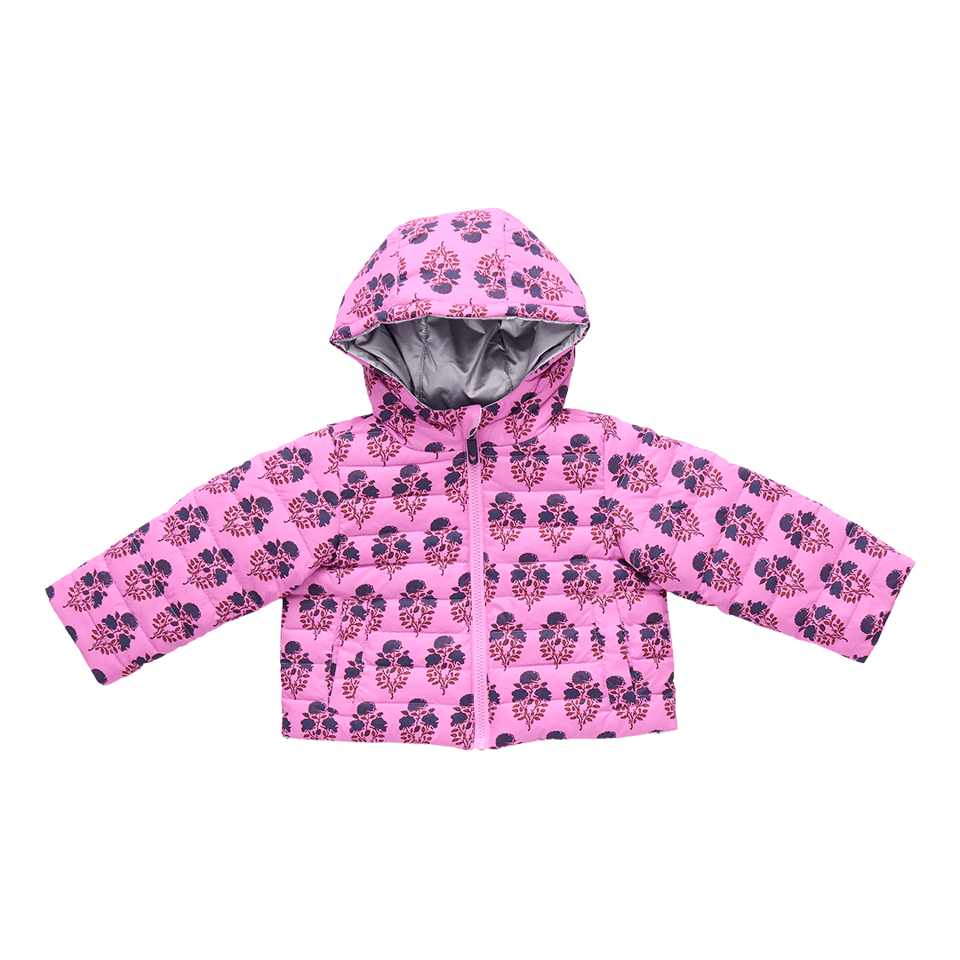 Girls Reversible Riley Jacket - Pink Strawflower | Pink Chicken