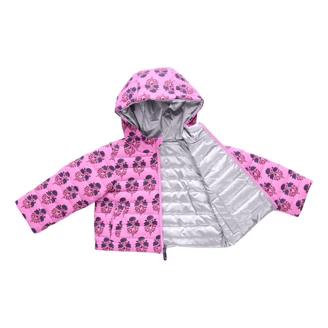 Girls Reversible Riley Jacket - Pink Strawflower | Pink Chicken