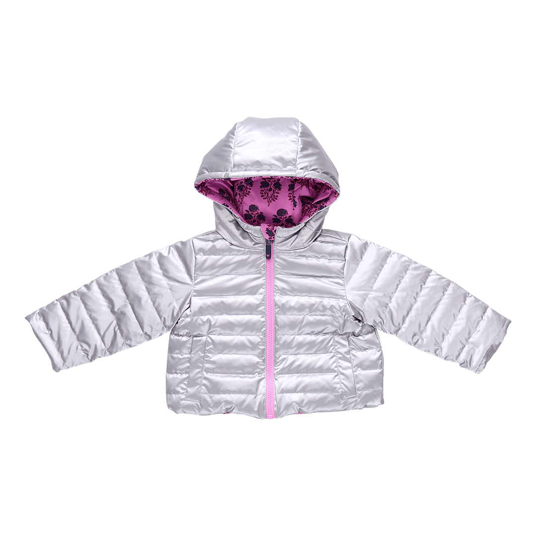 Girls Reversible Riley Jacket - Pink Strawflower | Pink Chicken