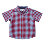 Boys Jack Shirt - Red Light Blue Check