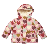 Girls Ruffle Pete Puffer - Multi Harvest Hearts