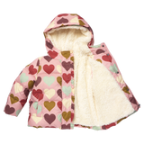 Girls Ruffle Pete Puffer - Multi Harvest Hearts