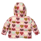 Girls Ruffle Pete Puffer - Multi Harvest Hearts