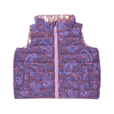 Girls Reversible Riley Vest - Purple Paisley Vines