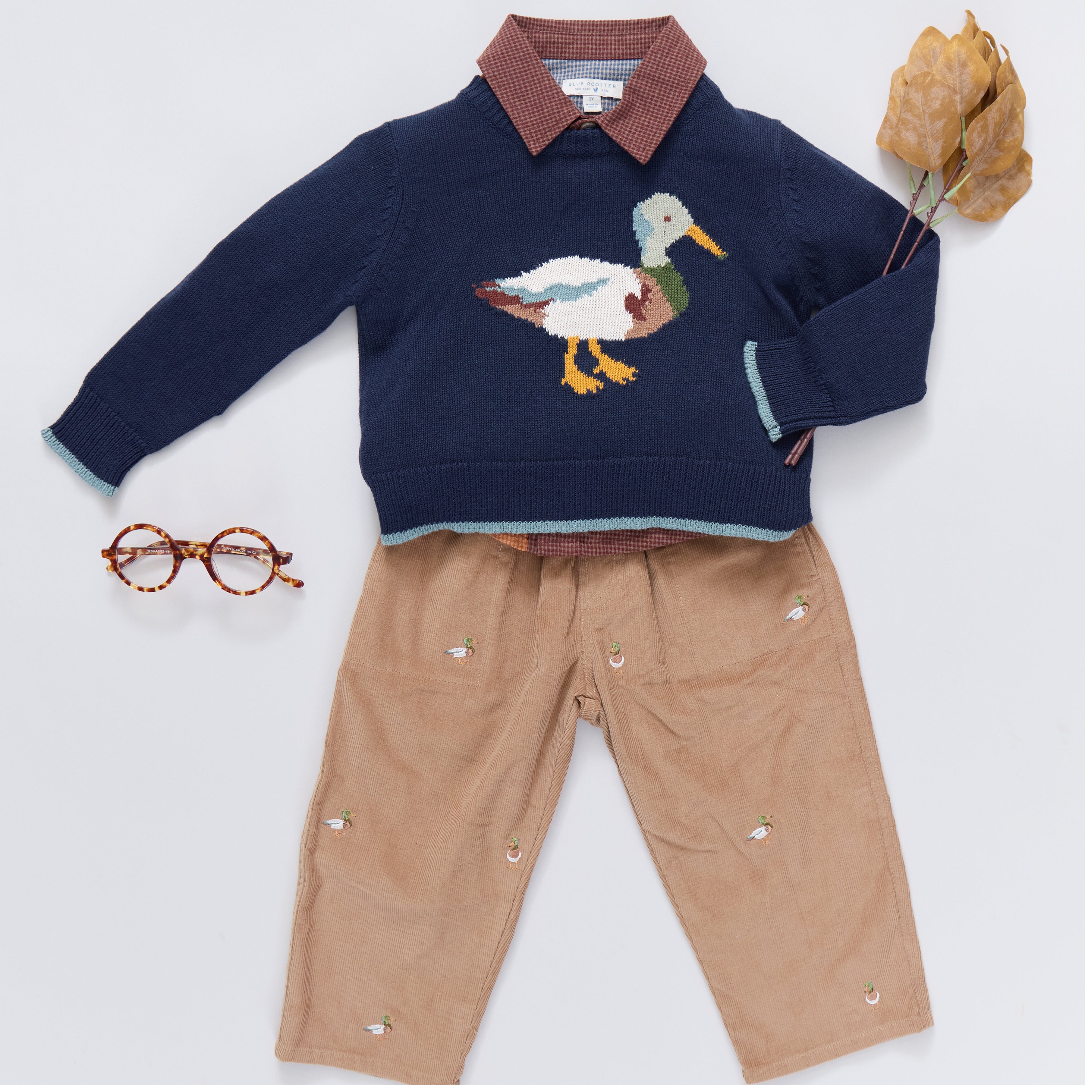 Boys Oliver Sweater - Navy Mallard | Pink Chicken