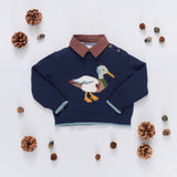 Baby Boys Oliver Sweater - Navy Mallard | Pink Chicken