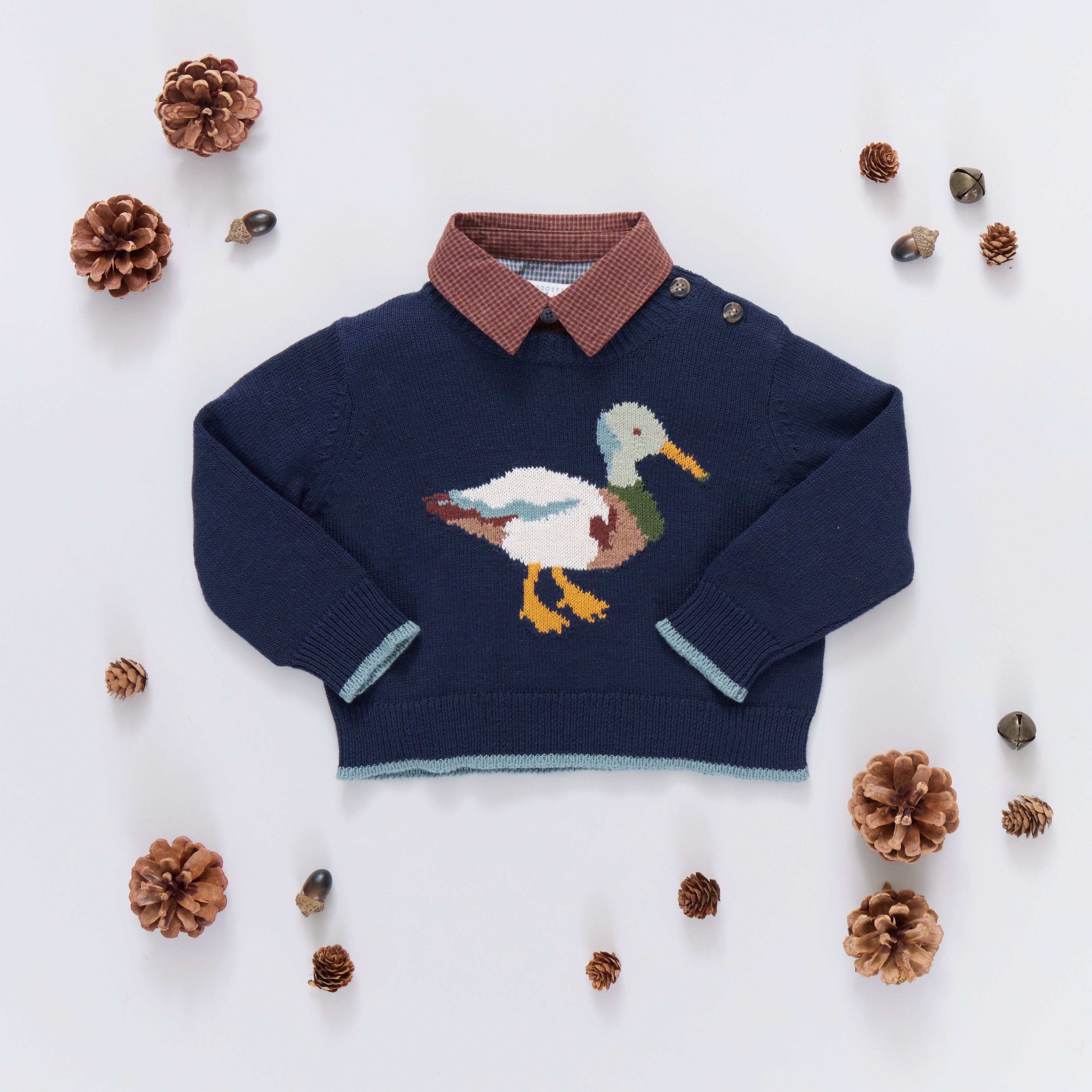 Baby Boys Oliver Sweater - Navy Mallard | Pink Chicken