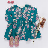 Girls Autumn Dress - Evergreen Buttercup Floral | Pink Chicken