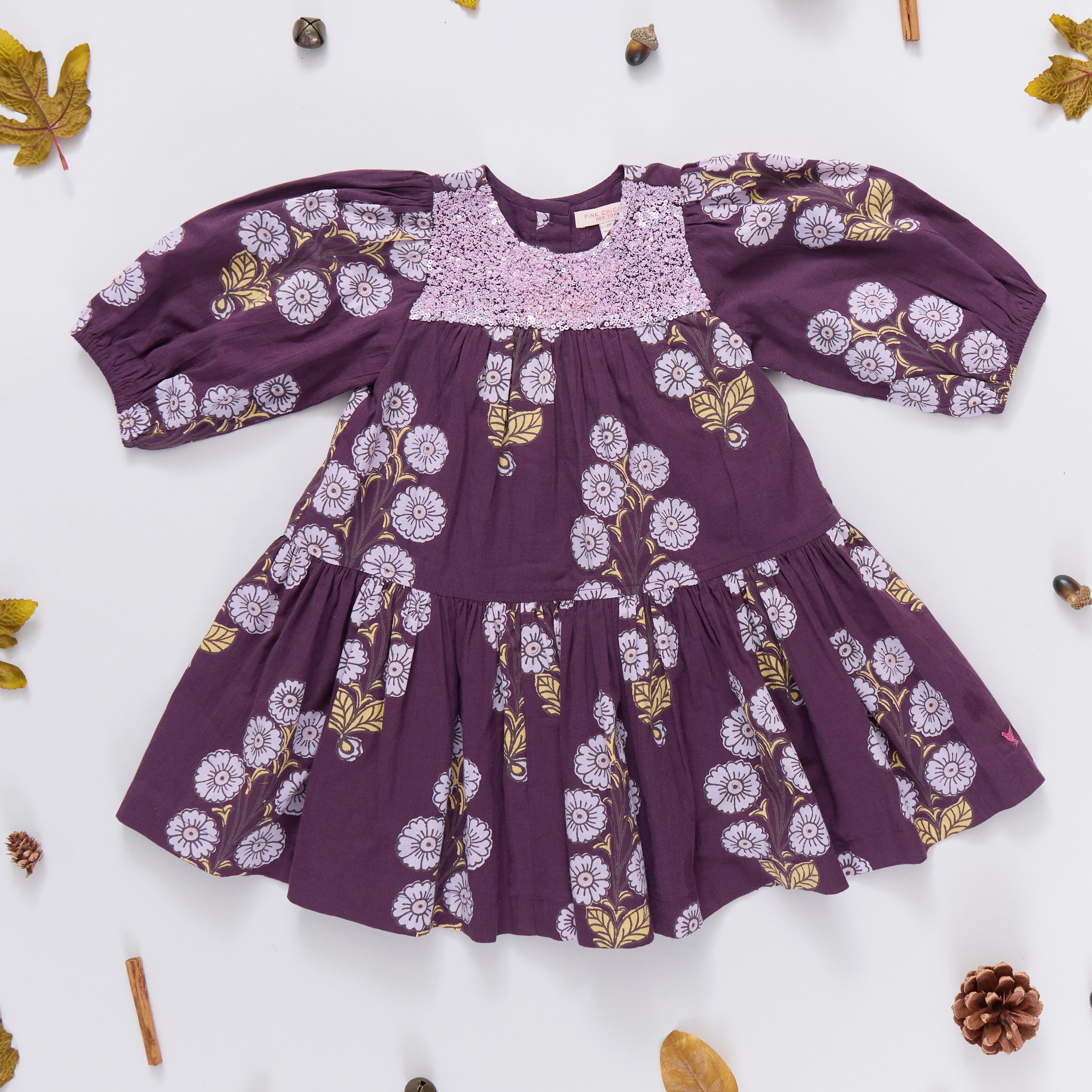 Girls Fiona Dress - Plum Buttercup Floral | Pink Chicken