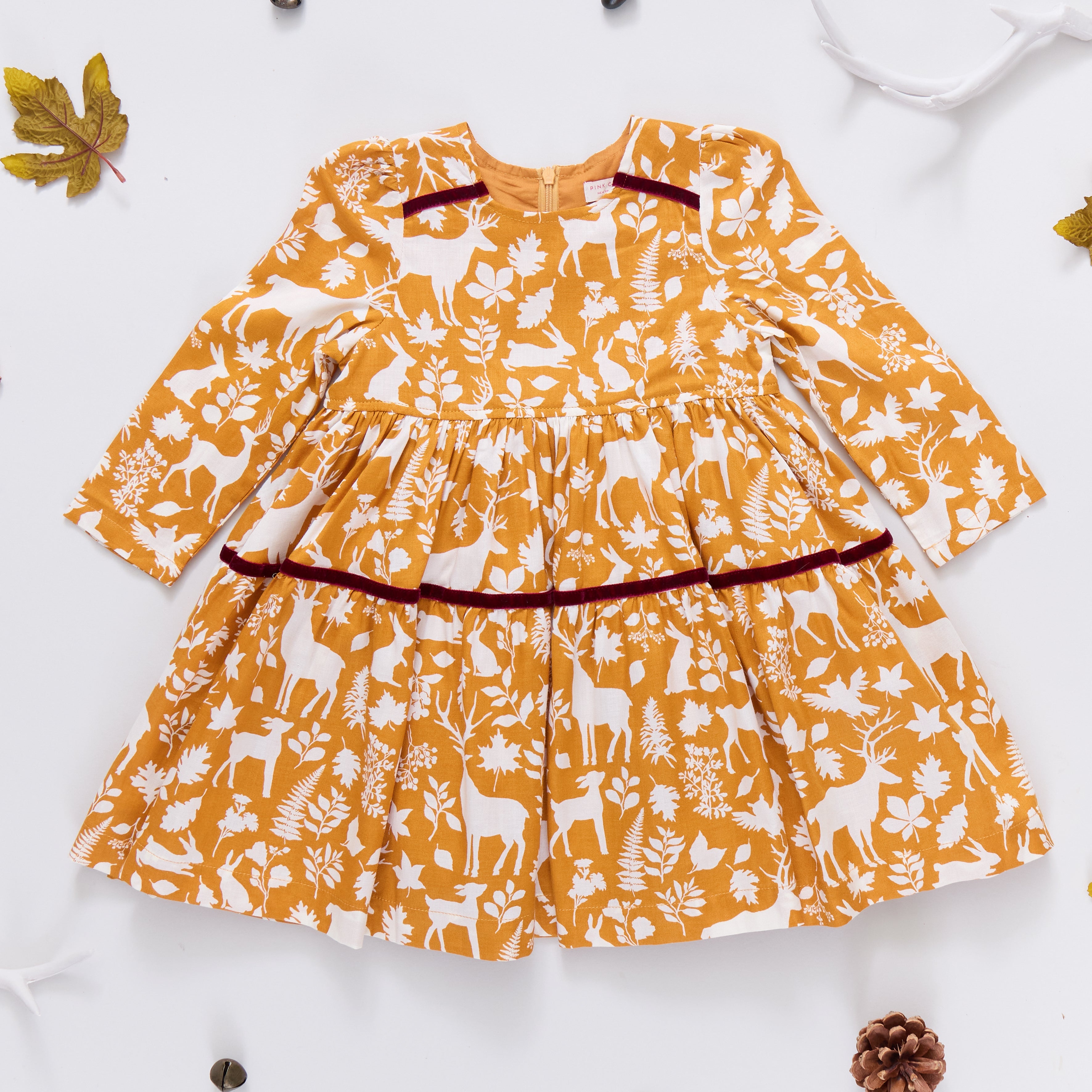 Girls Lennon Dress - Harvest Botanical | Pink Chicken
