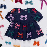 Girls Brooke Dress - Multi Bow Applique | Pink Chicken