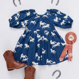 Girls Katya Dress - Wild Horses | Pink Chicken