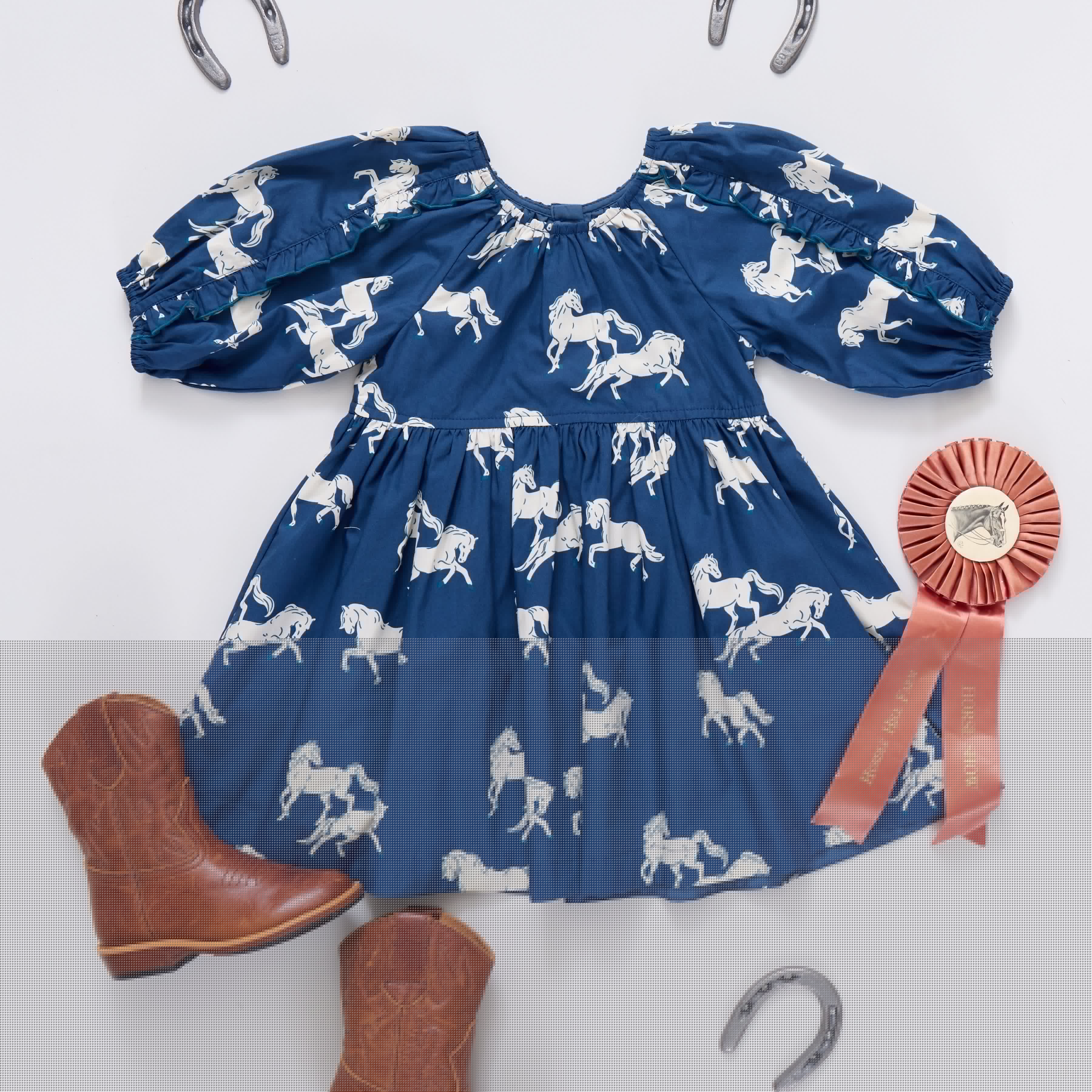 Girls Katya Dress - Wild Horses | Pink Chicken