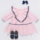 Girls Raphaela Dress - Strawberry Cream Polka Dot | Pink Chicken
