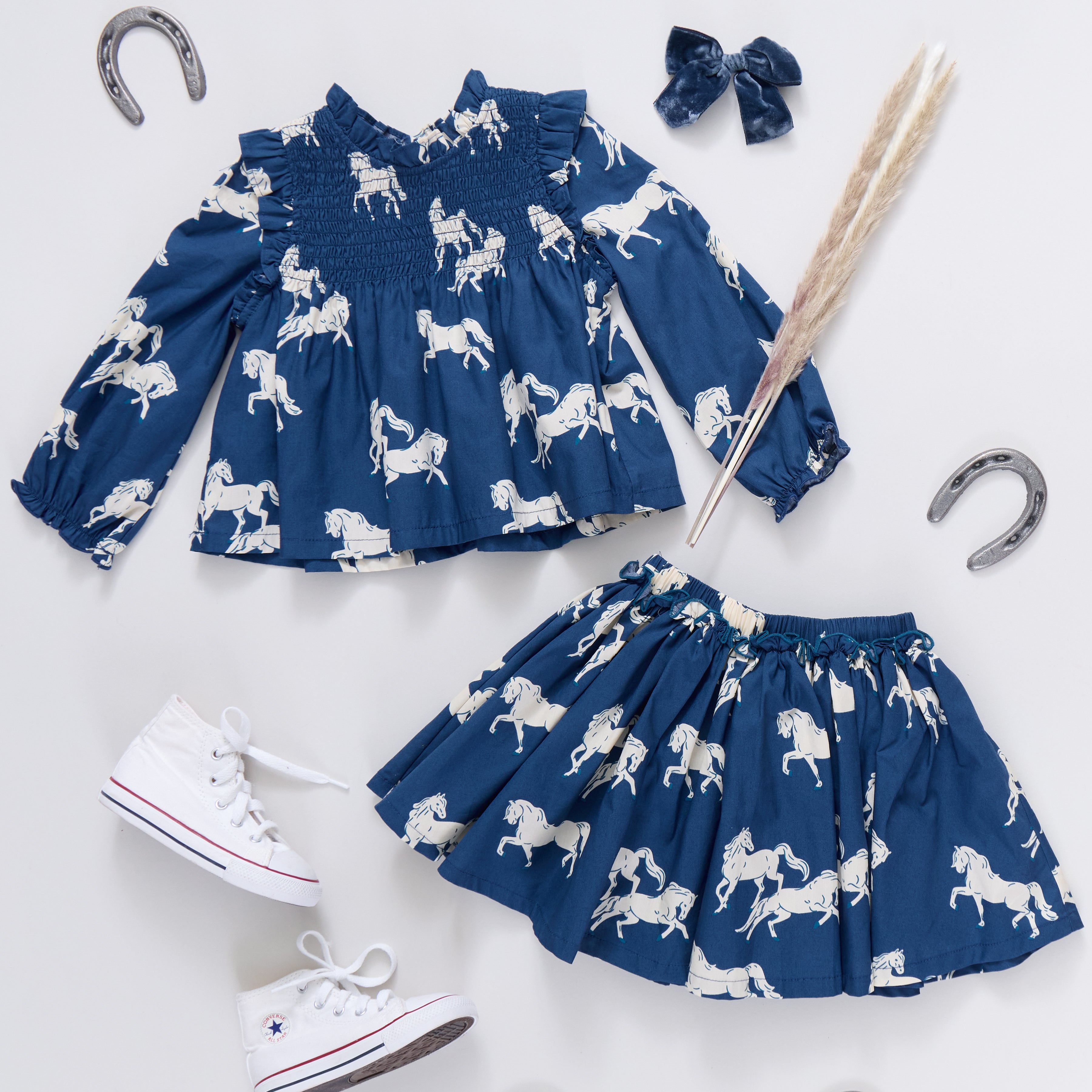 Girls Stevie Top - Wild Horses | Pink Chicken