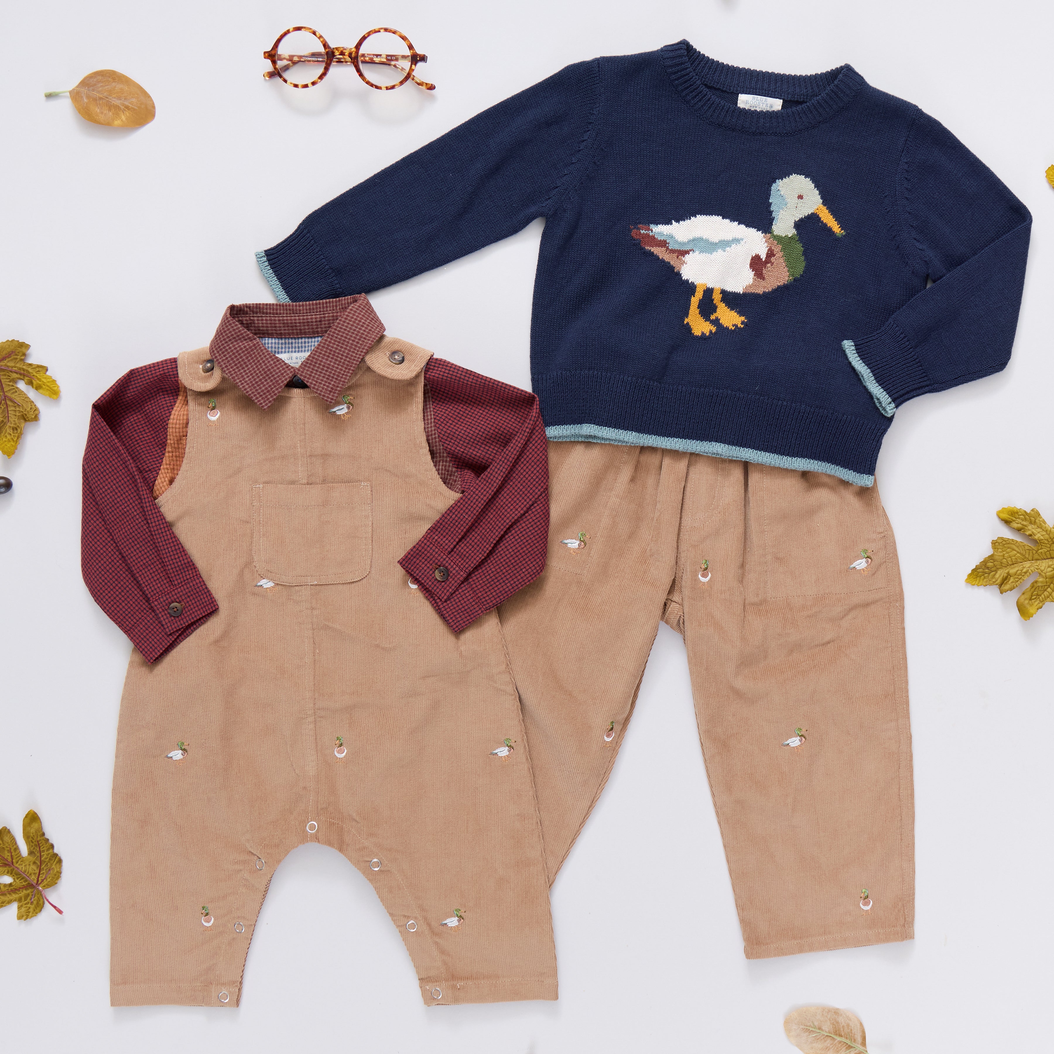 Baby Boys Noah Jumper - Mallard Embroidery | Pink Chicken