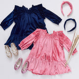 Girls Velour Harper Dress - Desert Rose | Pink Chicken