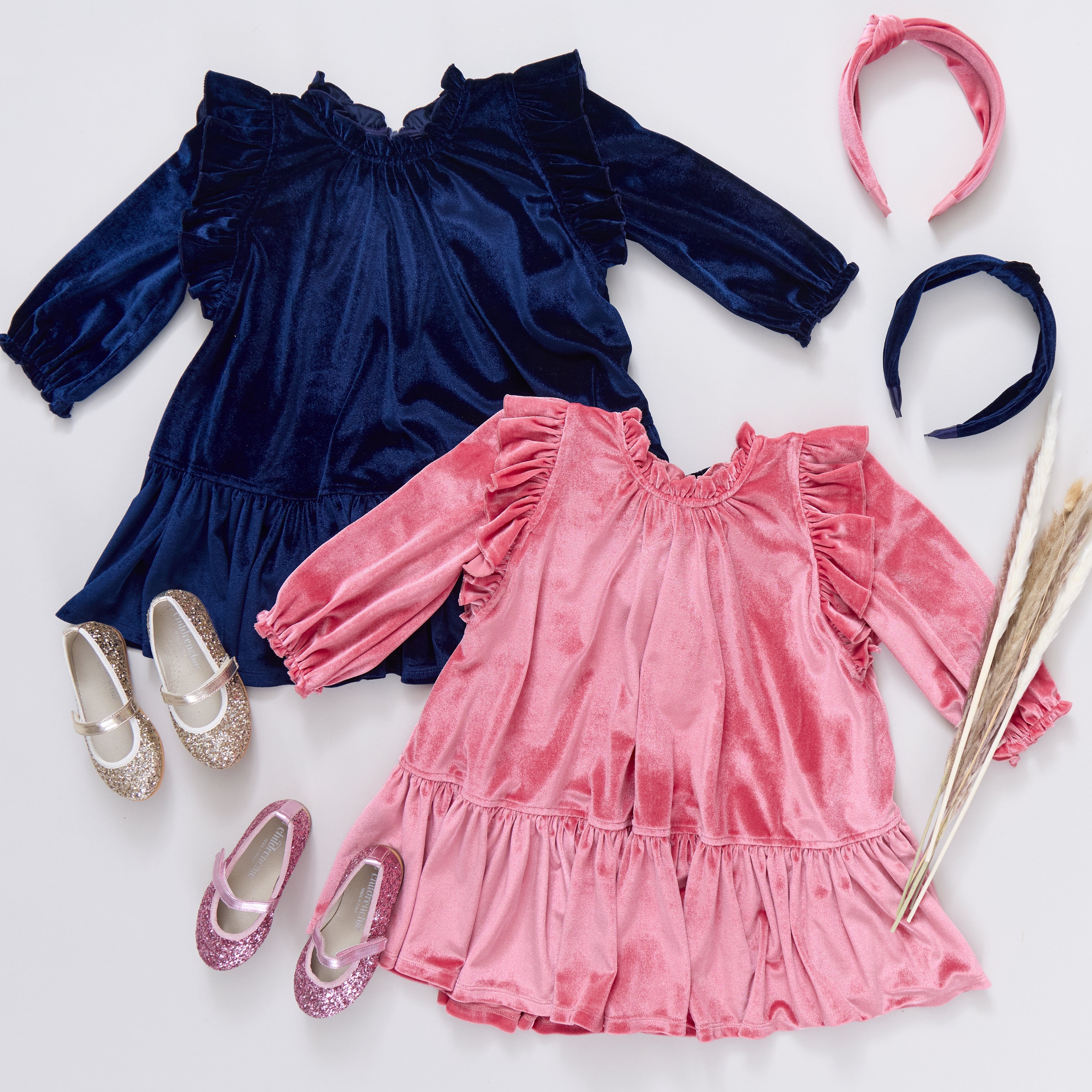 Girls Velour Harper Dress - Desert Rose | Pink Chicken