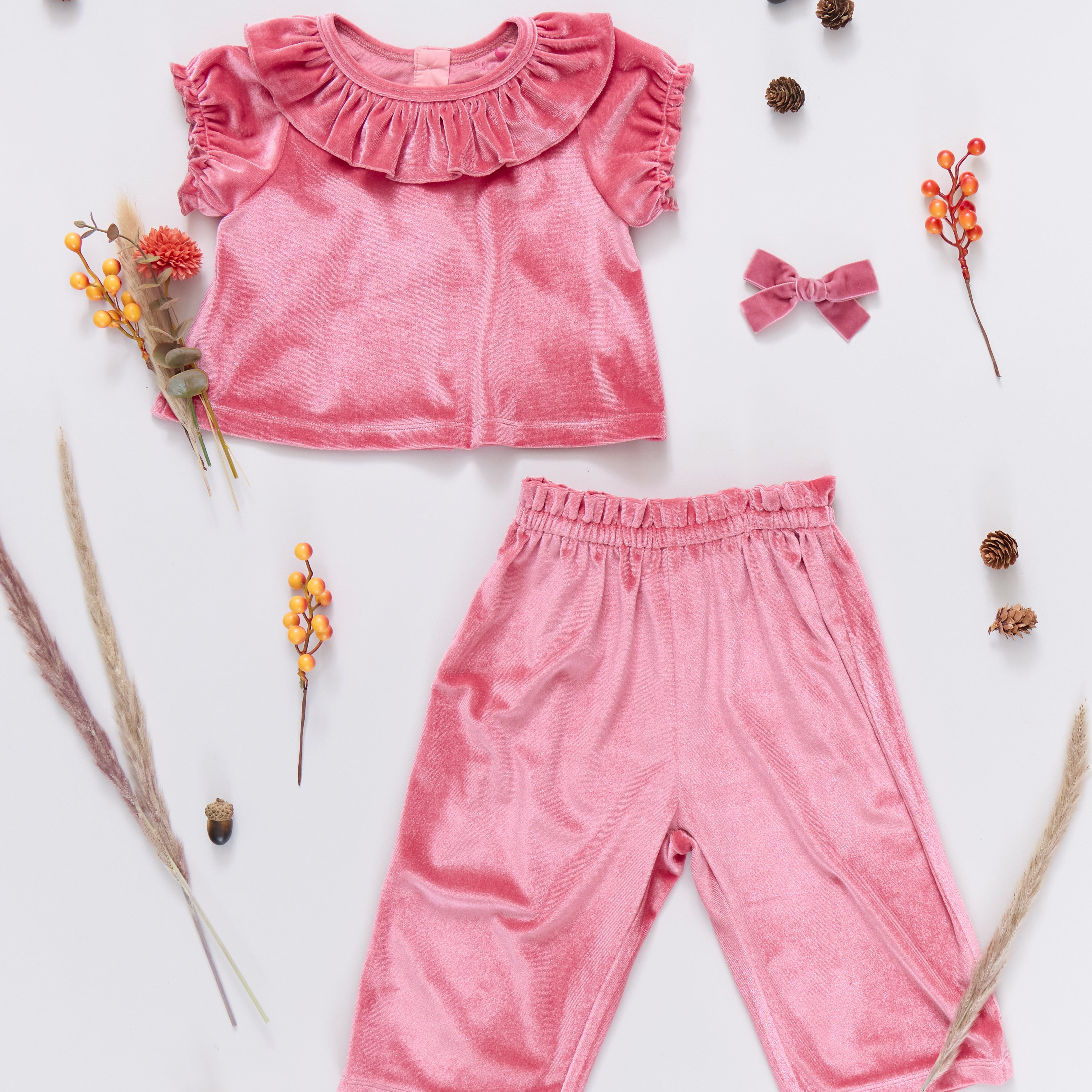 Baby Girls Velour Mara 2-Piece Set - Desert Rose | Pink Chicken