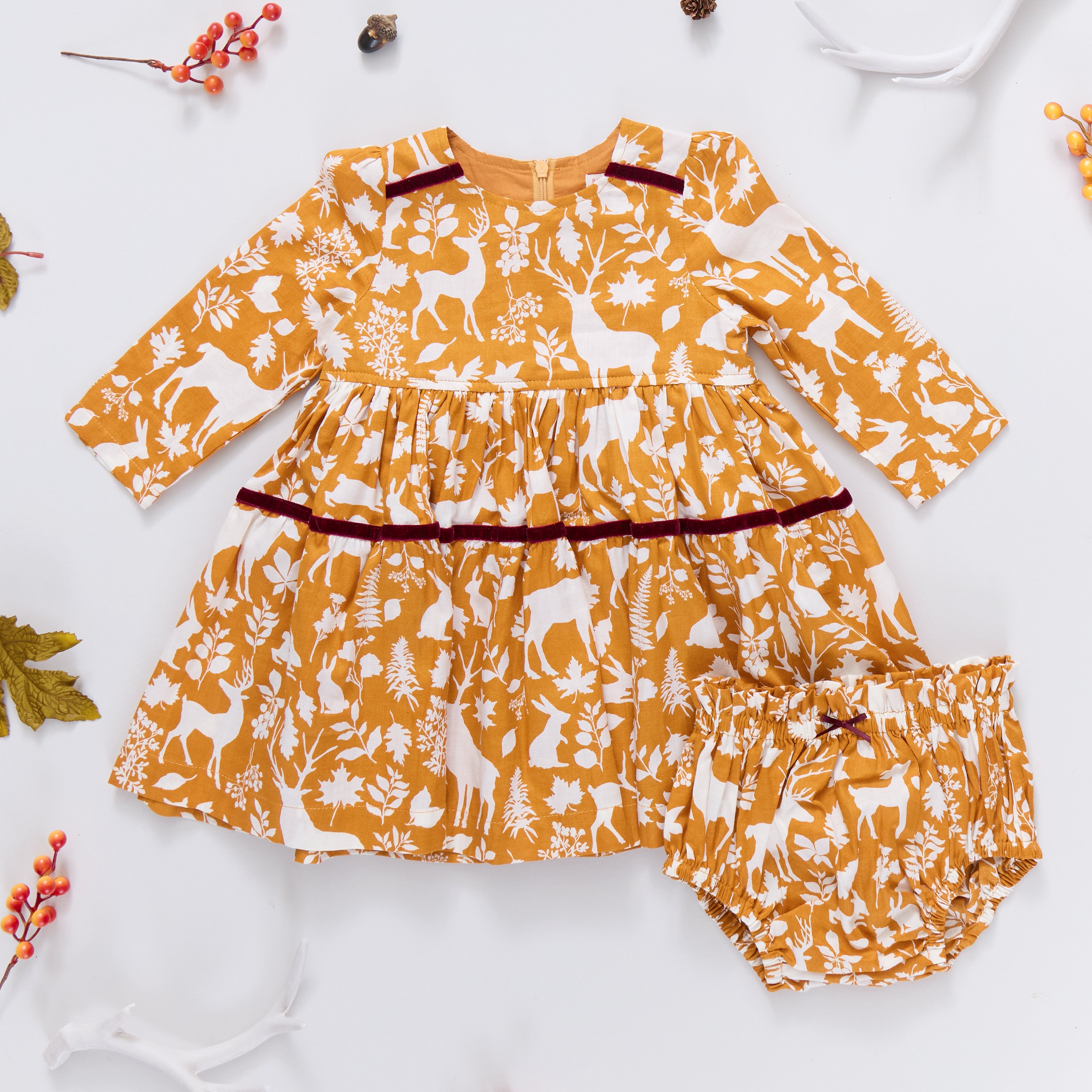 Baby Girls Lennon Dress Set - Harvest Botanical | Pink Chicken