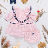 Baby Girls Raphaela Dress Set - Strawberry Cream Polka Dot
