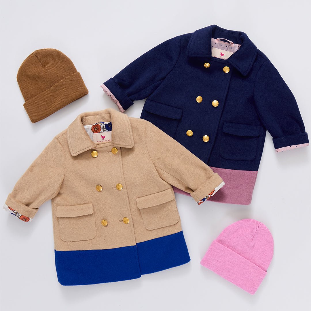 Girls Beck Peacoat - Camel | Pink Chicken
