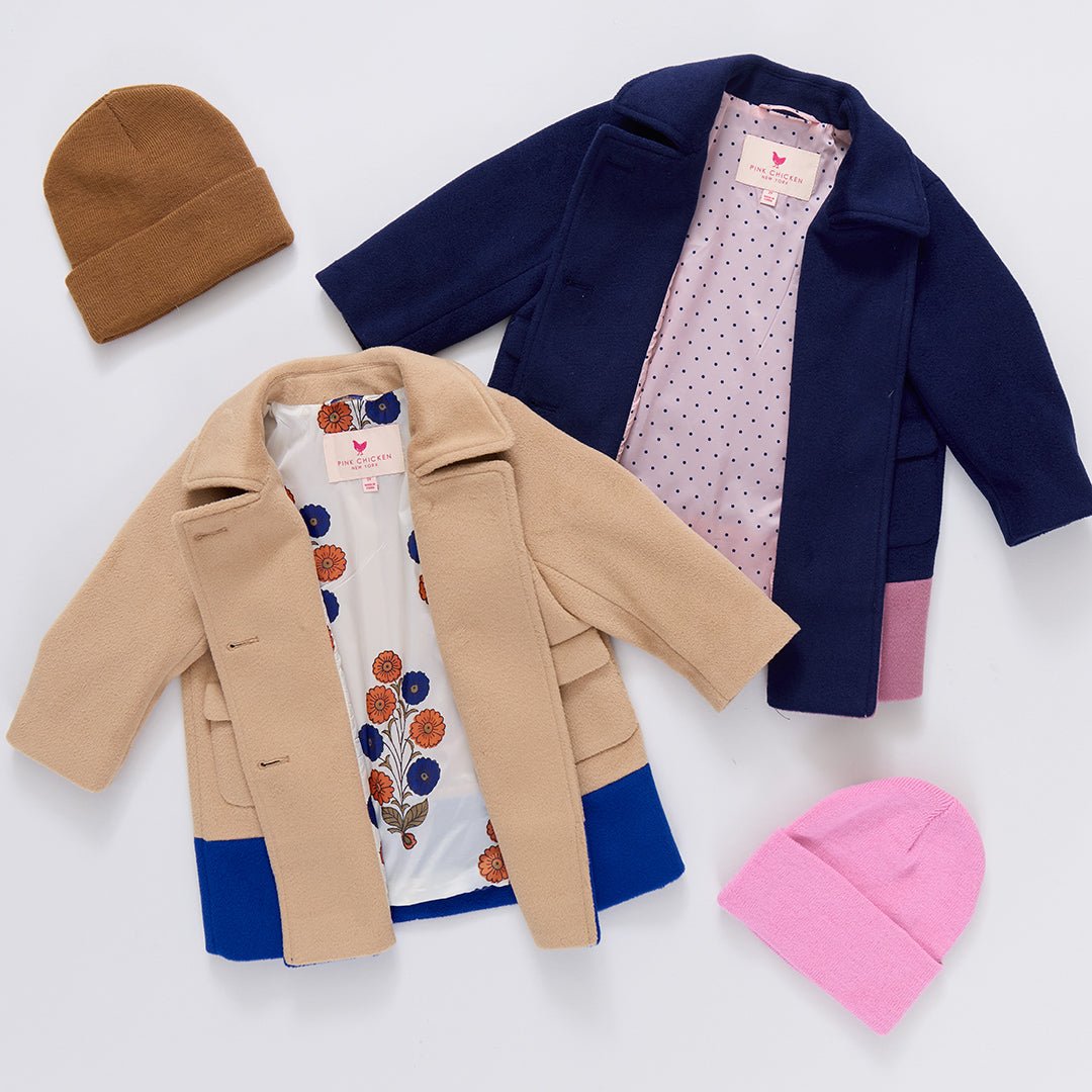 Girls Beck Peacoat - Navy | Pink Chicken