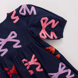 Girls Brooke Dress - Multi Bow Applique
