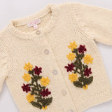 Girls Maude Sweater - Cream Flower Embroidery | Pink Chicken