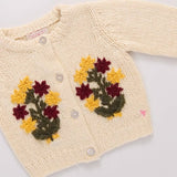 Baby Girls Maude Sweater - Cream Flower Embroidery | Pink Chicken