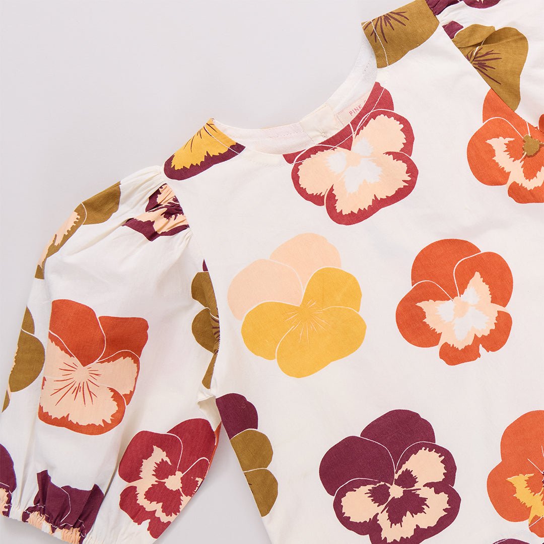 Girls Dana Top - Autumn Pansies | Pink Chicken