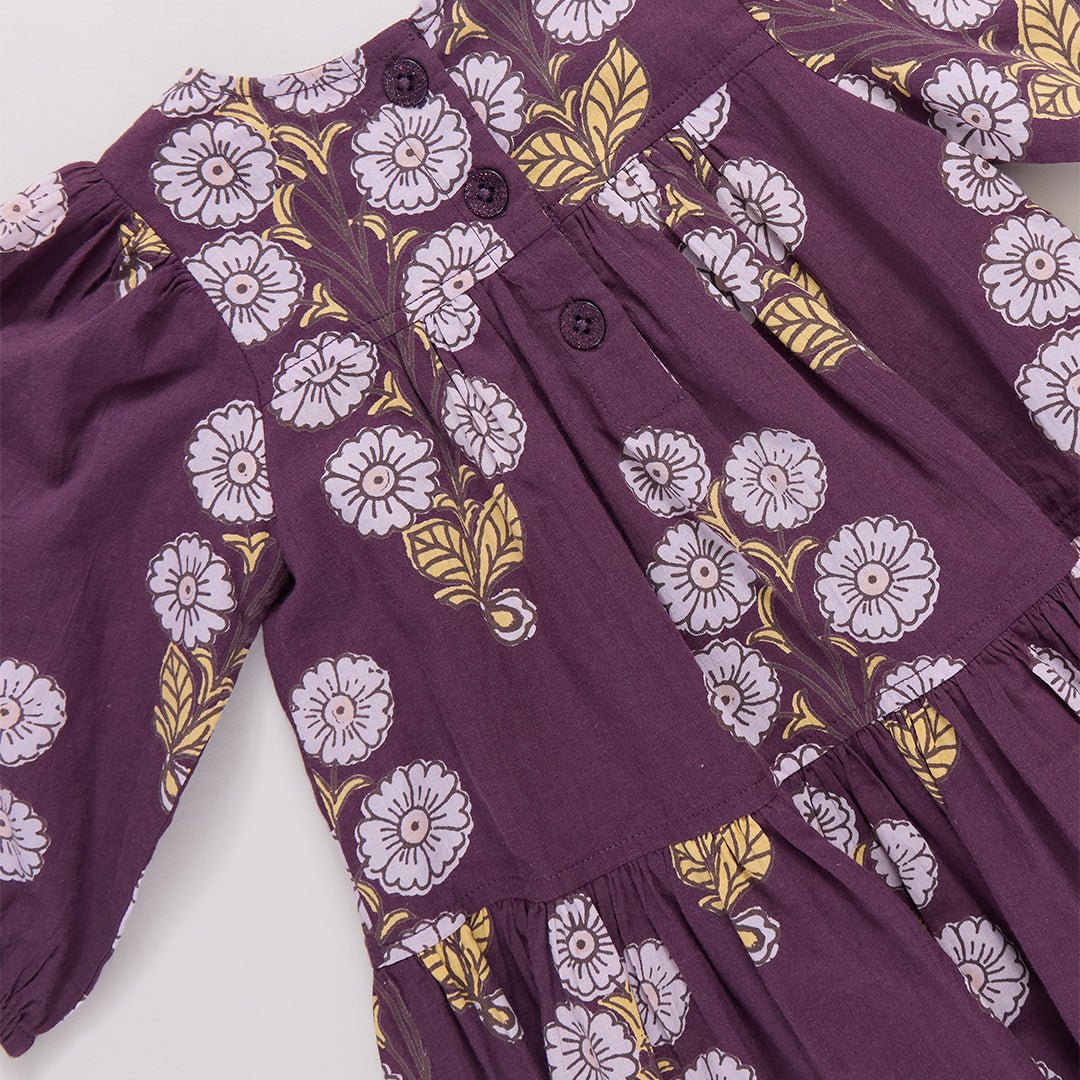 Girls Fiona Dress - Plum Buttercup Floral | Pink Chicken