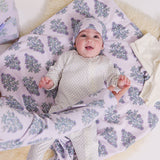 Nesting Box Baby Take Home Set - Lavender Bouquet Floral Blockprint