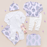 Nesting Box Baby Take Home Set - Lavender Bouquet Floral Blockprint