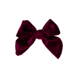 Girls Velour Bow - Burgundy Velour