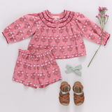 Girls Ava Top - Pink Strawflower