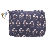 Large Quilted Pouch - Navy Strawflower