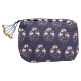 Small Quilted Pouch - Navy Strawflower