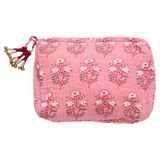 Small Quilted Pouch - Pink Strawflower