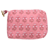 Large Quilted Pouch - Pink Strawflower