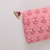Large Quilted Pouch - Pink Strawflower