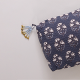 Large Quilted Pouch - Navy Strawflower