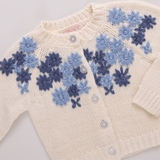 Baby Girls Blossom Sweater - Blue Embroidery Flowers